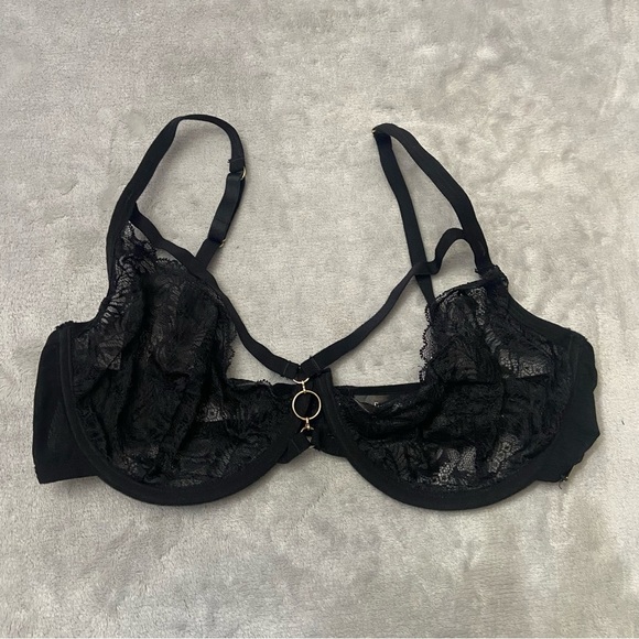 New! Bluebella Black Unlined Sheer Lace Chain Underwired Bra 10522 - Picture 2 of 8